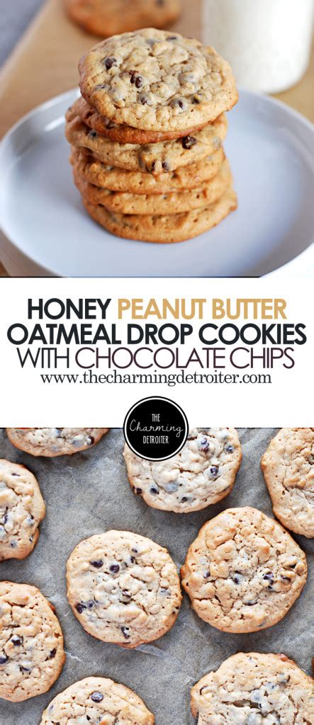 Honey Peanut Butter Oatmeal Drop Cookies with Chocolate Chips - The ...