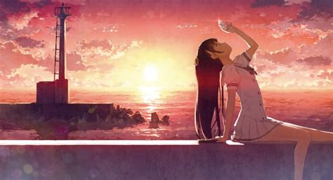 sunset, Anime, Girl, Sky, Clouds Wallpapers HD / Desktop and Mobile ...