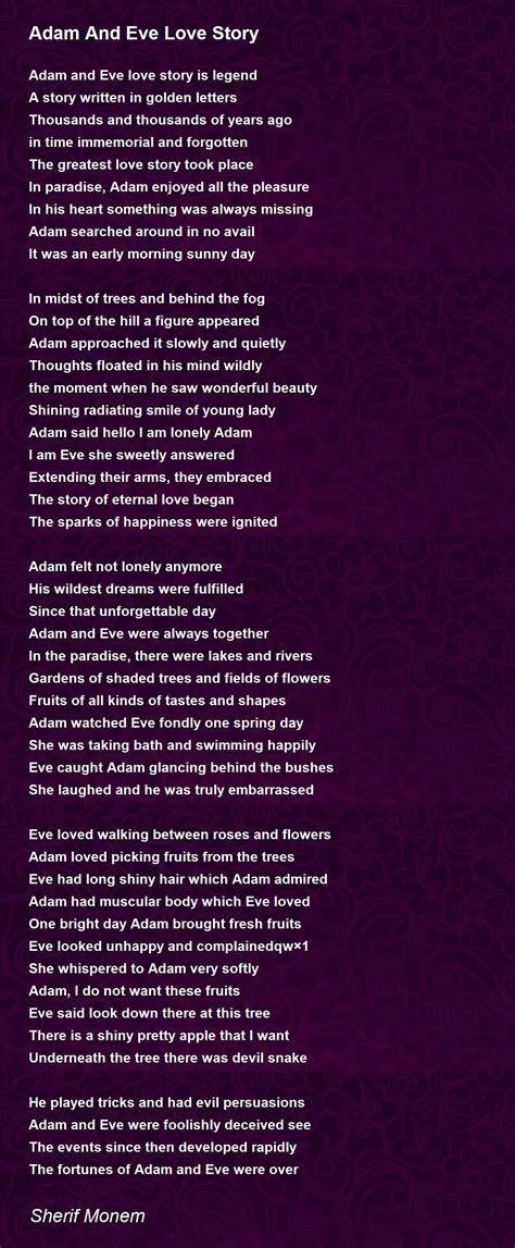 Adam And Eve Love Story - Adam And Eve Love Story Poem by Sherif Monem