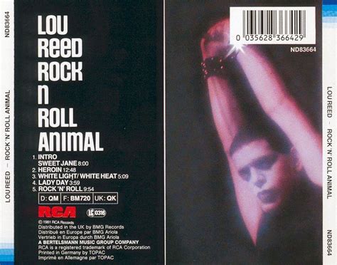 Car tula Trasera de Lou Reed - Rock 'n' Roll Animal - Portada