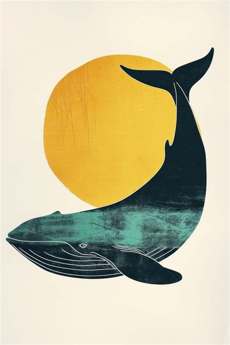 Whale art painting yellow. | Free Photo Illustration - rawpixel