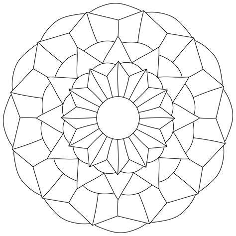 Simple mandala of geometric shapes, linear coloring page for creativity 13894684 Vector Art at ...