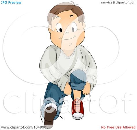 Royalty-Free (RF) Clip Art Illustration of a Proud Boy Tying His Shoe Laces by BNP Design Studio ...