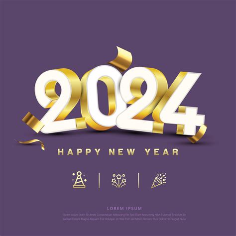 Happy new year 2024 square template with 3D number. Greeting concept ...