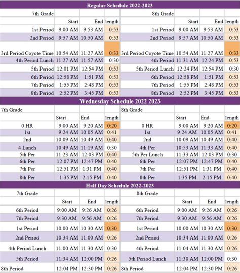 Calendar & Schedule | Joyce Clark Middle School