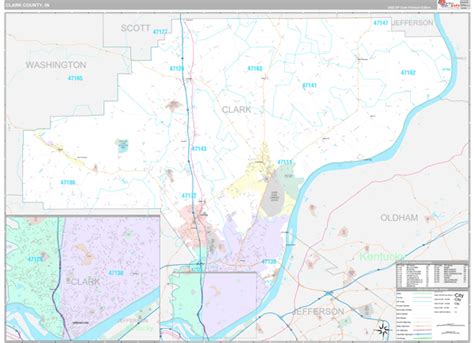 Clark County, IN Wall Map Premium Style by MarketMAPS - MapSales