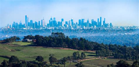 Melbourne City Skyline the Country Stock Photo - Image of meadow ...