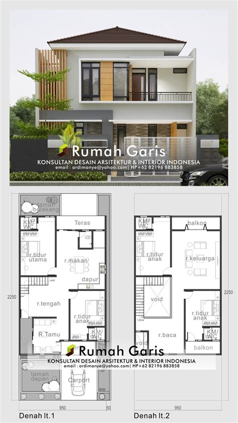 Denah Rumah Dua Muka Depan Dan Samping - Desain Rumah Modern