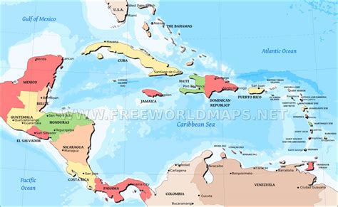 World Map Caribbean Islands - Cities And Towns Map