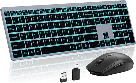 Buy Wireless Keyboard and Mouse Combo Rechargeable, Full Size Wireless ...