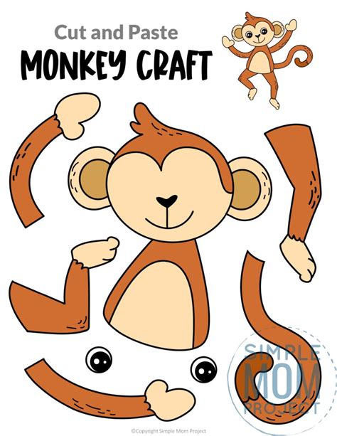 Free Printable Monkey Craft Template | Monkey crafts, Animal crafts for kids, Safari crafts