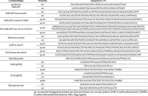 Oligonucleotide sequences used in this study. | Download Scientific Diagram