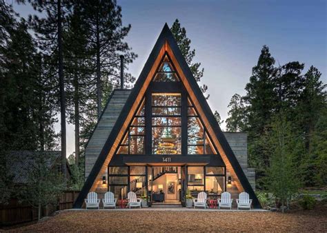 Contemporary A-frame Cabin With A Soaring Ceiling And Huge Windows