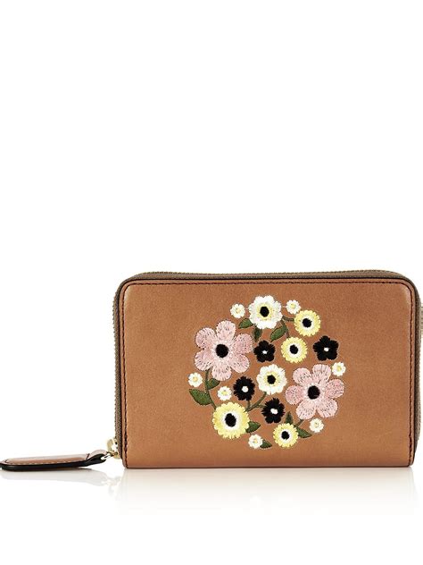 Orla Kiely L'orla Flower Embroidered Medium Zip Wallet- Tan | veryexclusive.co.uk | Embroidered ...