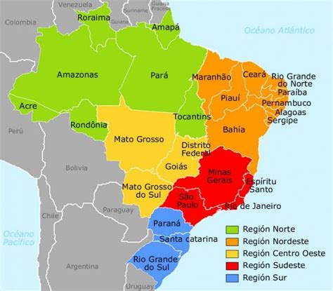 Brazil map regions - Brazil regions map (South America - Americas)