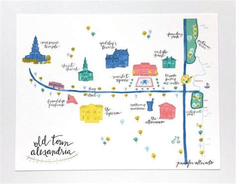 Old Town Alexandria illustrated map Virginia by jenniferallevato ...