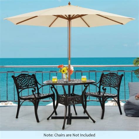 36'' Outdoor Round Dining Table Cast Aluminum Patio Bistro Table w/ Umbrella Pole, 1 unit - Ralphs