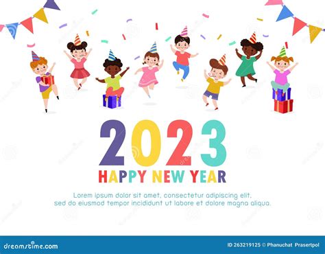 Happy New Year 2023, Colorful Merry Christmas Kids Background, Happy Children with Party HNY ...