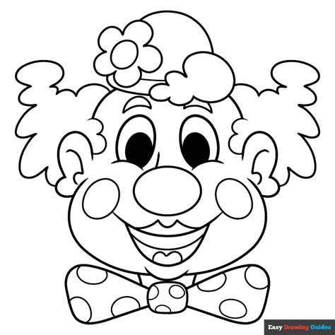 Clown Face Coloring Page | Easy Drawing Guides