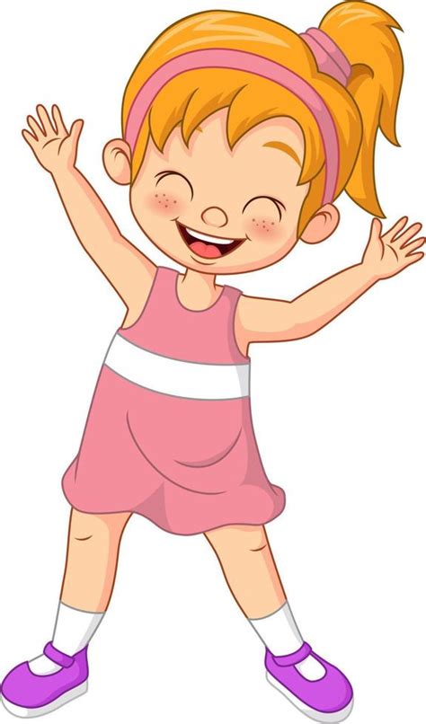 Cartoon happy little girl standing 5112438 Vector Art at Vecteezy