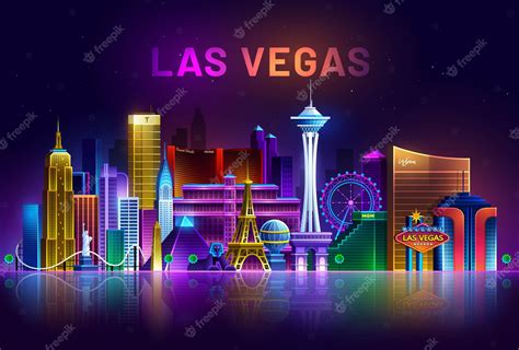 Premium Vector | Las Vegas skyline Nevada cityscape illuminated by neon lights