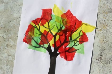 Bleeding Tissue Paper Fall Tree Craft (FREE TEMPLATE) - Crafts on Sea