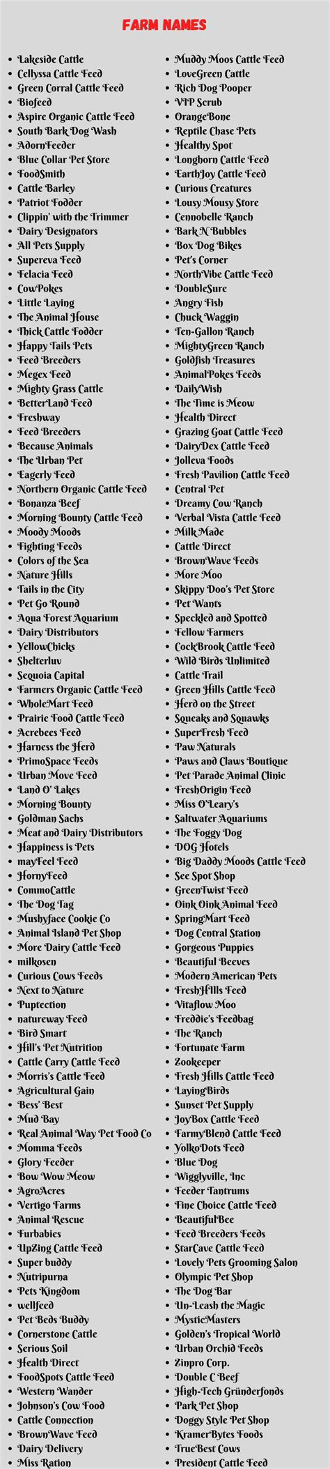 500 Catchy Farm Names Ideas & Suggestions