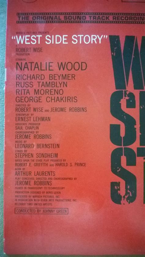 West Side Story - Song List | Robert wise, West side story songs, West ...