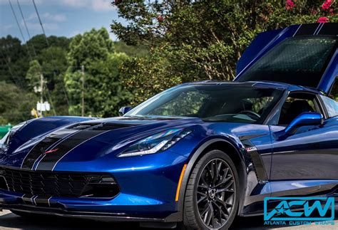 Custom-Vinyl-Wrap-rally-stripes-on-corvette - Atlanta Custom Wraps