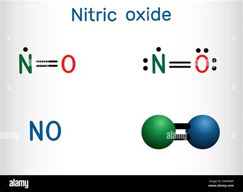 Nitric oxide, nitrogen monoxide, NO molecule. Structural chemical ...