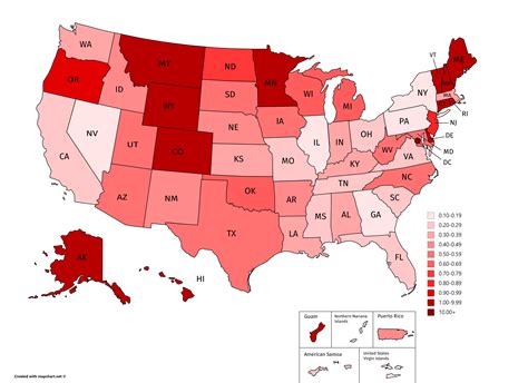 Percentage of Each State/Territories's Population Subcribed to Their Respective Subreddit : r ...