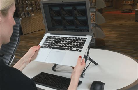 Stop hunching over your laptop. The Roost is an ultra-portable, lightweight laptop stand that ...