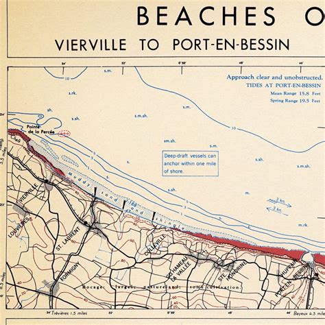 Normandy Beach Map D Day Map Normandy Invasion 1944 World | Etsy