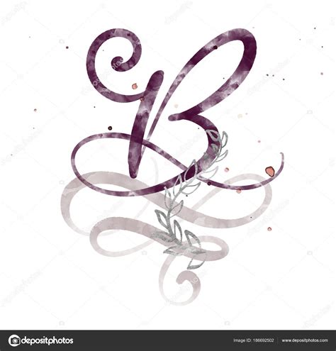 Hand lettering b | Hand drawn calligraphy letter B. watercolor Script ...