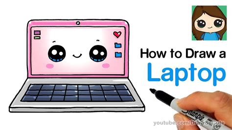 How to Draw a Laptop Computer Easy and Cute | Computer drawing, Cute drawings, Cute kawaii drawings