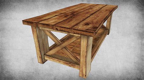 3D model Rustic Wood Table 02 VR / AR / low-poly MAX OBJ 3DS FBX DAE W3D | CGTrader.com