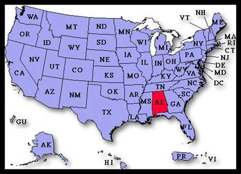 Map of Alabama, USA