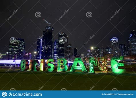 Brisbane Sign with City Skyline Editorial Photography - Image of icon ...