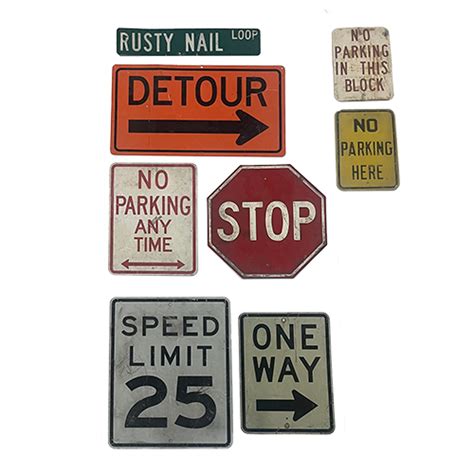 Set of (8) Metal Street Signs