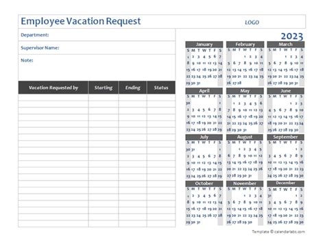 Vacation Request Form 2023 - Printable Forms Free Online