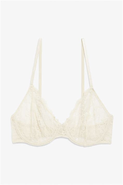 Beige underwire lace bra - Beige - Monki