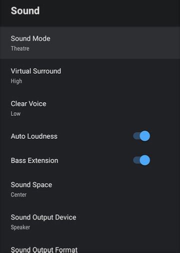 Sound Quality Settings - Sound Menu