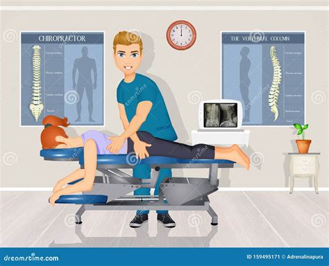 Chiropractic Treatment and Adjustment Stock Illustration - Illustration of study, wellness ...