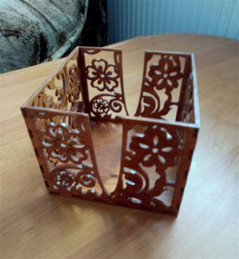 Laser Cut Table Napkin Holder Decorative Tissue Box DXF File