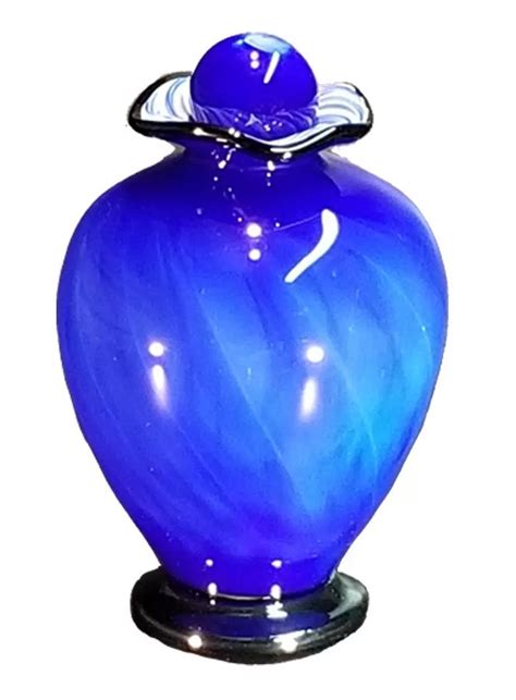 Blue Overlay Glass Adult Cremation Urn - Memorial Urns