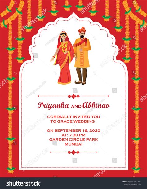 Hindu Wedding Invitation Card Design Template: Vector có sẵn (miễn phí bản quyền) 1511971811 ...