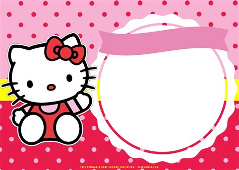 (FREE Printable) - Cute Hello Kitty Baby Shower Invitation Templates | Beeshower