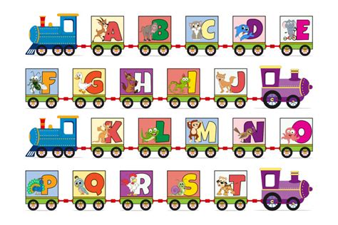 Train With Alphabet Letters And Animal Character - Crella