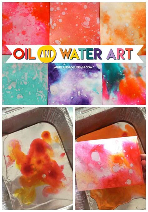 Oil and Water art - A girl and a glue gun