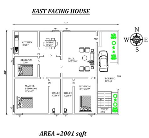 50'x40' Fully Furnished Wonderful 3BHK East Facing House Plan As Per ...